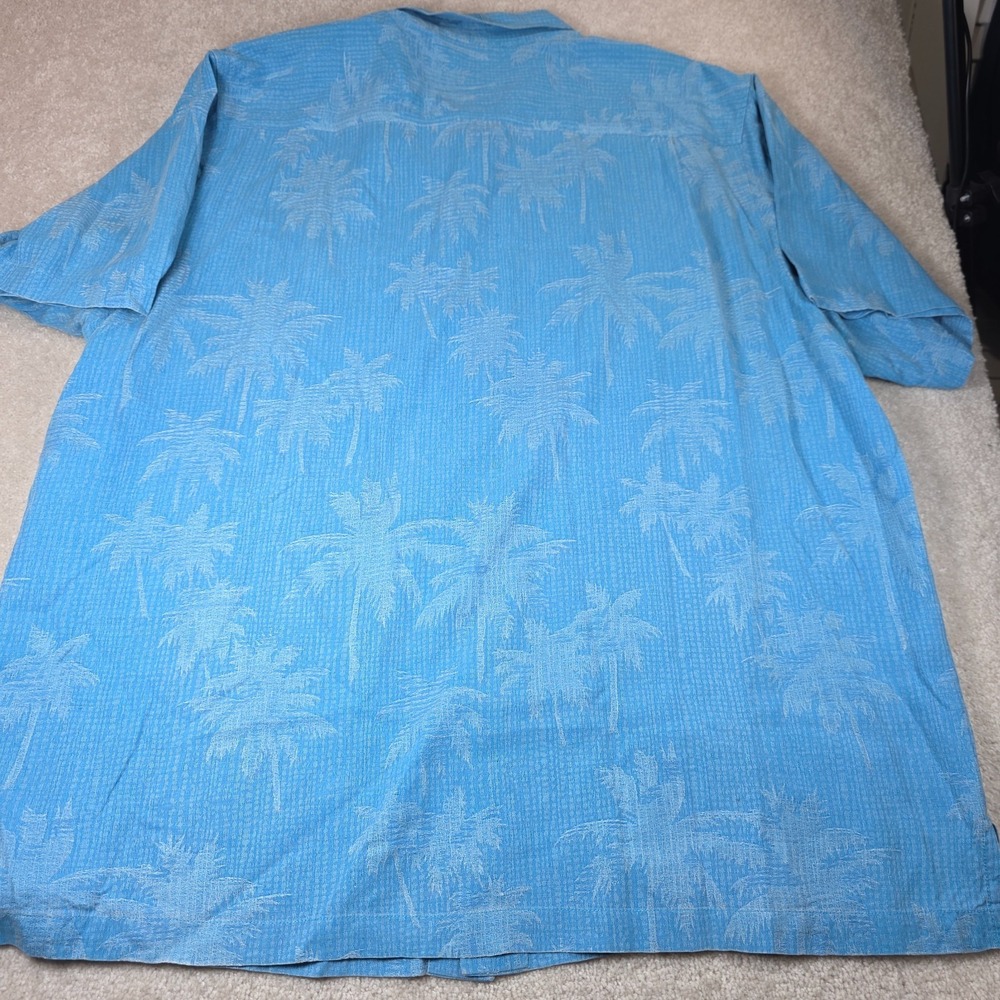 Tommy Bahama Shirt Mens XXL Blue Silk Tropical Logo Button-Up Hawaiian Tropical - Picture 3 of 9